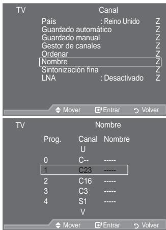 SAMSUNG LE40A557P2F - Asignación de nombres de canales - 1