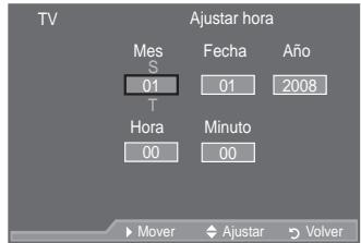 SAMSUNG LE40A557P2F - Ajuste y visualización de la hora actual - 2