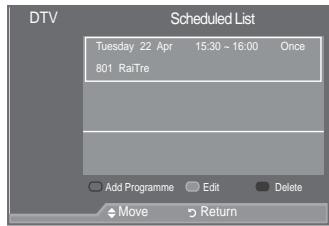 SAMSUNG LE40A557P2F - Using the Scheduled List - 3