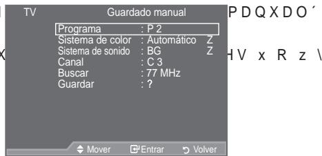 SAMSUNG LE40A557P2F - Memorización manual de canales - 2