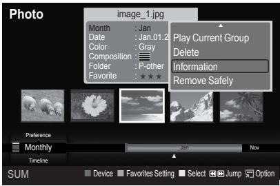 SAMSUNG LE40A568P3M - Viewing the Photo Information - 1