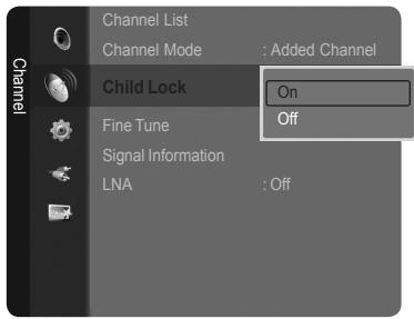 SAMSUNG LE40A568P3M - Activating the Child Lock - 3