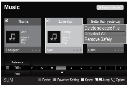 SAMSUNG LE40A568P3M - Deleting Multiple Music files - 1
