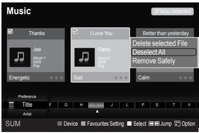 SAMSUNG LE40A626 - Deleting Multiple Music files - 1