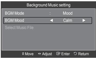 SAMSUNG LE40A626 - > Selecting the background music file mood - 1