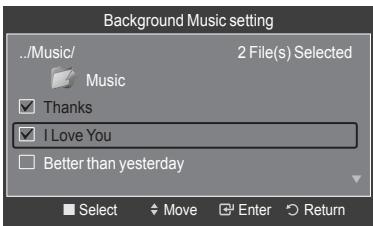SAMSUNG LE40A626 - > Selectig the background music file - 2