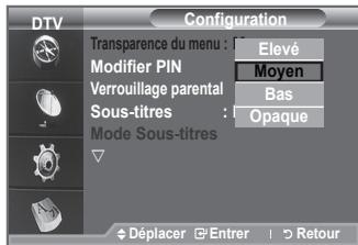 SAMSUNG LE40A656A1F - Vous pouvez régler la transparence du menu. - 1