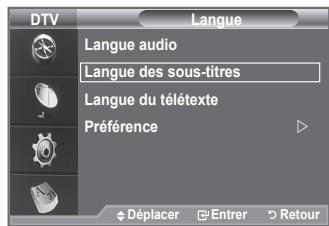 SAMSUNG LE40A656A1F - Modification de la valeur par défaut des langues des sous-titres et audio. Affiche les informations relatives à la langue pour le flux d'entrée. - 2