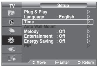 SAMSUNG LE40A656A1F - Setting and Displaying the Current Time - 1