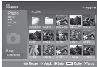 SAMSUNG LE40A656A1F - Dit menu toont de JPEG bestanden en mapper opgeslagen op een USB geheugen. - 2