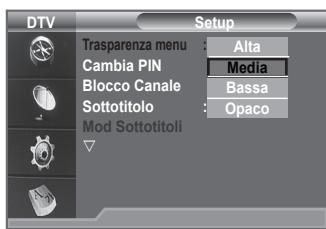 SAMSUNG LE40A656A1F - Regolazione della trasparenza del menu - 1