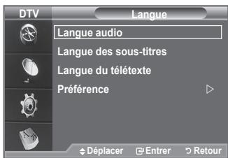 SAMSUNG LE40A656A1F - Modification de la valeur par défaut des langues des sous-titres et audio. Affiche les informations relatives à la langue pour le flux d'entrée. - 1