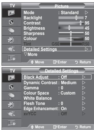 SAMSUNG LE40A656A1F - Configuring Detailed Settings on the Picture - 1