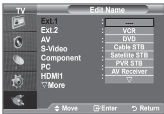SAMSUNG LE40A656A1F - Editing the Input Source Names - 2