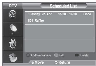 SAMSUNG LE40A656A1F - Using the Scheduled List - 3