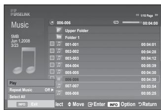 SAMSUNG LE40A656A1F - Music function information icon - 6