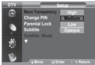 SAMSUNG LE40A656A1F - Adjusting the Menu Transparency - 2
