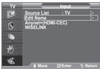 SAMSUNG LE40A656A1F - Editing the Input Source Names - 1
