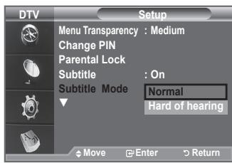 SAMSUNG LE40A656A1F - Setting the Subtitle Mode - 1