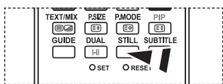 TEXT/MIX PSIZE PMODE PIP GUIDE DUAL STILL SUBTITLE HI ○ SET ○ RESET