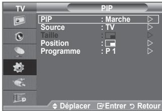 TV PIP PIP : Marche Source : TV Taille : ▼ Position : □ Programme : P 1 Déplacer Enterr Retour