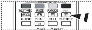 COLOR BUTTON TEXT/MIX P.SIZE P.MODE PIP GUIDE DUAL STILL SUBTITLE SET RESET