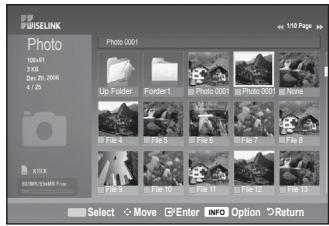 WISELINK Photo 16x81 2.1% Dec 20, 2006 4 / 25 Photo 0001 Up Folder Folder1 Photo 0001 Photo 0001 None File 4 File 5 File 6 File 7 File 8 File 9 File 10 File 11 File 12 File 13 Select Move Enter INFO Option Return