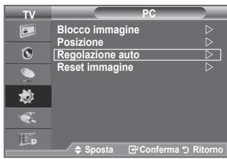 TV PC Blocco immagine Posizione Regolazione auto Reset immagine Sposta Conferma Ritorno