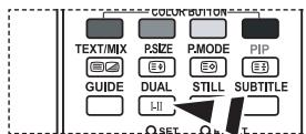 COLOR BUTTON TEXT/MIX P.SIZE P.MODE PIP GUIDE DUAL STILL SUBTITLE SET