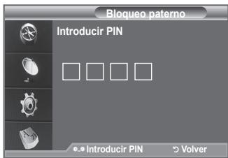 Bloqueo paterno Introducir PIN □ □ □ □ 0.9 Introducir PIN 5 Volver