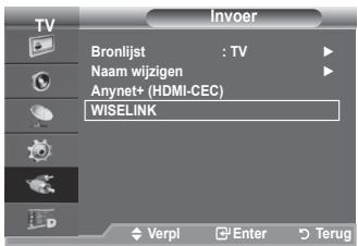 Invoer Bronlijst : TV Naam wijzigen Anynet+ (HDMI-CEC) WISELINK Verpl Enter Terug