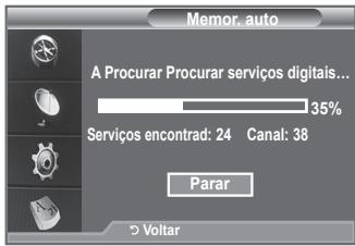 Memor. auto A Procurar Procurar serviços digitais... 35% Serviços encontrad: 24 Canal: 38 Parar Voltar