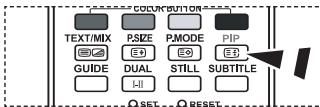 COLOR BUTTON TEXT/MIX P.SIZE P.MODE PIP GUIDE DUAL STILL SUBTITLE SET RESET