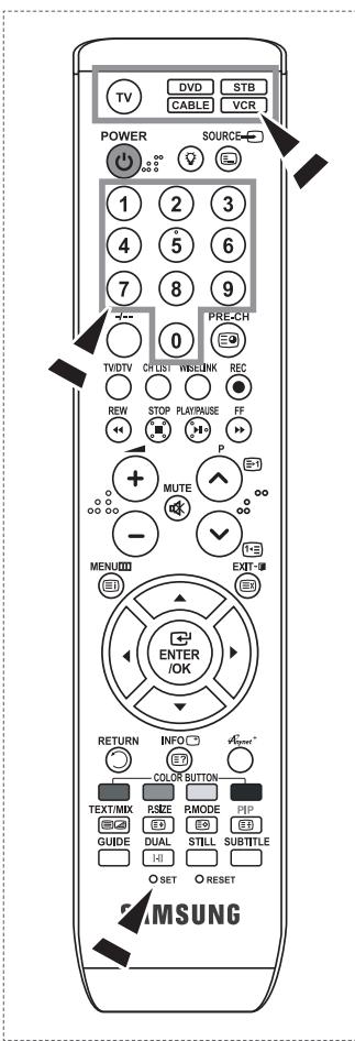 TV DVD STB CABLE VCR POWER SOURCE 1 2 3 4 5 6 7 8 9 PRE-CH 0 TV/DTV CHUSH WESENK REC REW STOP PLAYPAUSE FF P MUTE - MENU EXIT ENTER /OK RETURN INFO Vfooter* COLOR BUTTON TEXT/MIX RSIZE PMODE HIP GUIDE DUAL STILL SUBTITLE O SET O RESET SAMSUNG