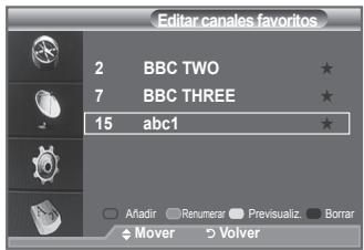 Editar canales favorites 2 BBC TWO 7 BBC THREE 15 abc1 Anadir Renumerar Previsualiz. Borrar Mover Volver