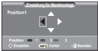 Einstellung für Wandmontage Position1 Position 1 2 3 ← Einstellen INFO Center → Beenden