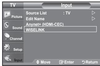 TV Picture Source List : TV Edit Name Anynet+ (HDMI-CEC) WISELINK Channel Setup Input Move Enter Return