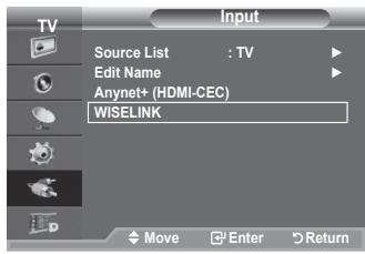 TV Source List : TV Edit Name Anynet+ (HDMI-CEC) WISELINK Move Enter Return