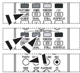 TEXT/MIX RSIZE PMODE PIP GUIDE DUAL STILL SUBTITLE COLOR BUTTON AT/MIX ZE PMODE PIP DUAL STILL SUBTITLE TV/DTV CM15 LINK REC REW STOP PLAYPULSE FF