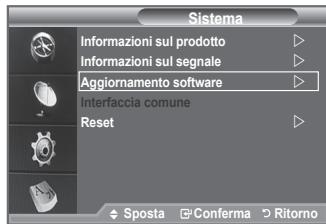 Sistema Informazioni sul prodotto Informazioni sul segnale Aggiornamento software Interfaccia comune Reset Sposta Conferma Ritorno