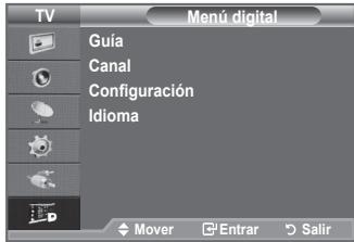 TV Guía Canal Configuración Idioma Mover Entrar Salir