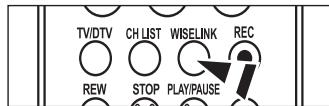 TV/DTV CH LIST WISELINK REC REW STOP PLAY/PAUSE
