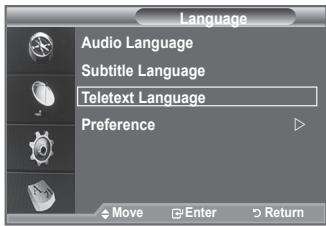 Language Audio Language Subtitle Language Teletext Language Preference Move Enter Return