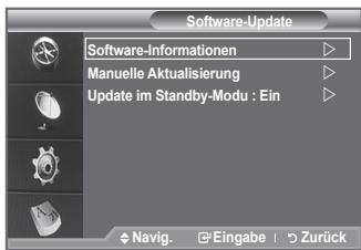 Software-Update Software-Informationen Manuelle Aktualisierung Update im Standby-Modu : Ein Navig. Eingabe | Zurück