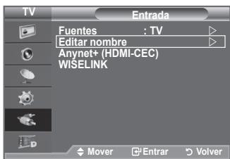 TV Entrada Fuentes : TV Editor nombre Anynet+ (HDMI-CEC) WISELINK Mover Enterar Volver