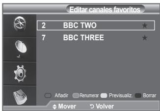 Editar canales favoritos 2 BBC TWO ★ 7 BBC THREE ★ Anadir Renumerar Previsualiz Borrar Mover Volver