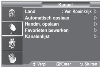 Kanaal Land : Ver. Koninkrijk Automatisch opslaan Handm. opslaan Favorieten bewerken Kanalenlijst Verpi Enter Sluiten