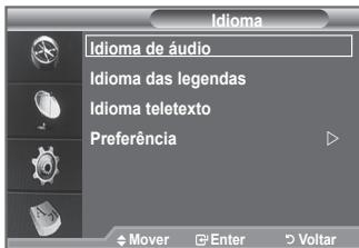 Idioma Idioma de áudio Idioma das legendas Idioma teletexto Preferência
