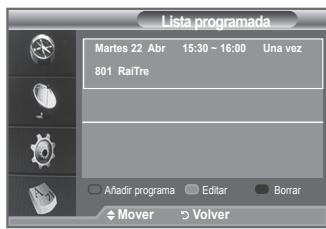 Lista programada Martes 22 Abr 15:30 ~ 16:00 Una vez 801 RaiTre Afadir programa Editar Borrar Mover Volver