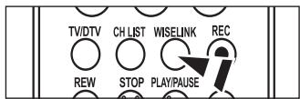 TV/DTV CH LIST WISELINK REC REW STOP PLAY/PAUSE